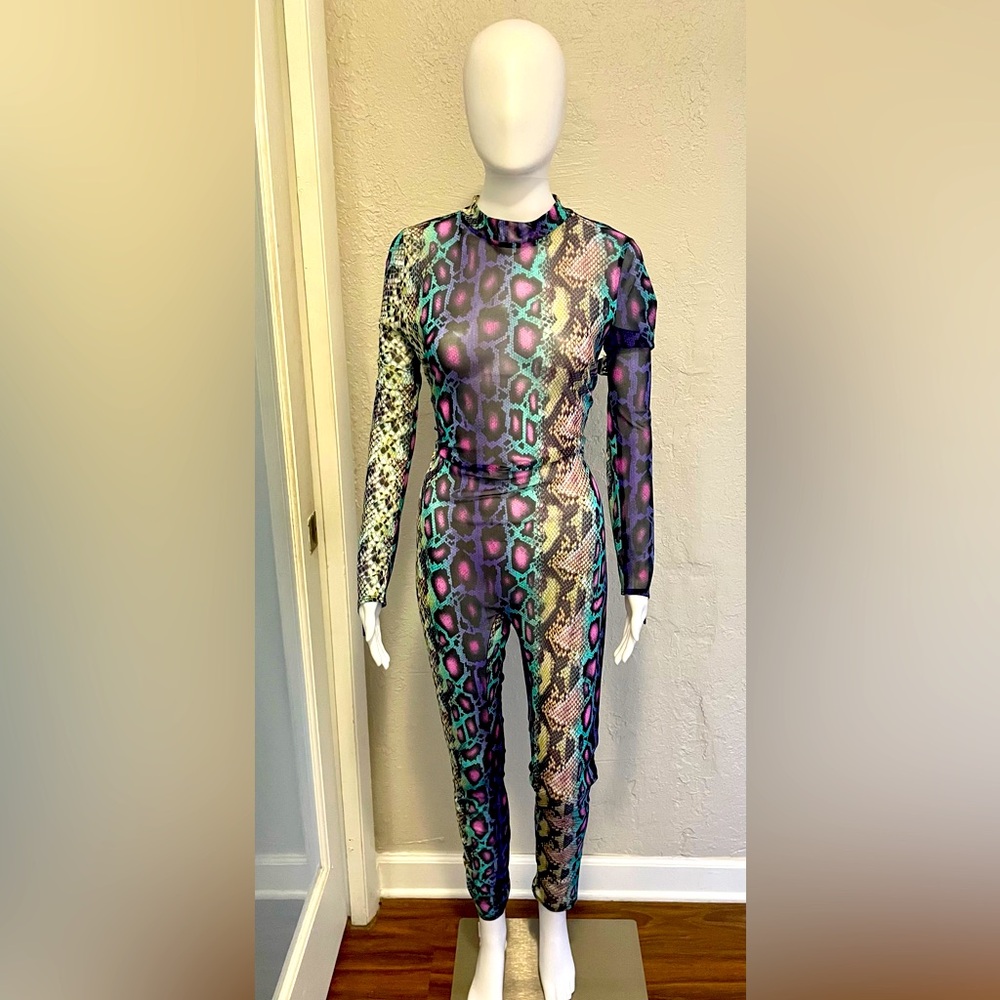 Fashion Nova Snakeskin Print Jumpsuit